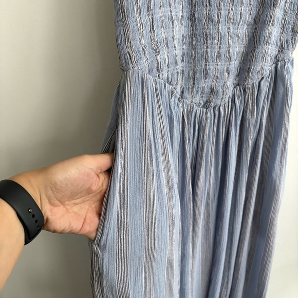 aerie At the Barre Unlined Blue & White Striped Midi Dress Sz XS - Picture 5 of 11